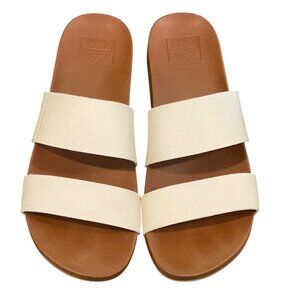 Reef Cushion Vista Minimalist 2 Strap Sandal Slide Sz 7 Vintage/Cream #286L